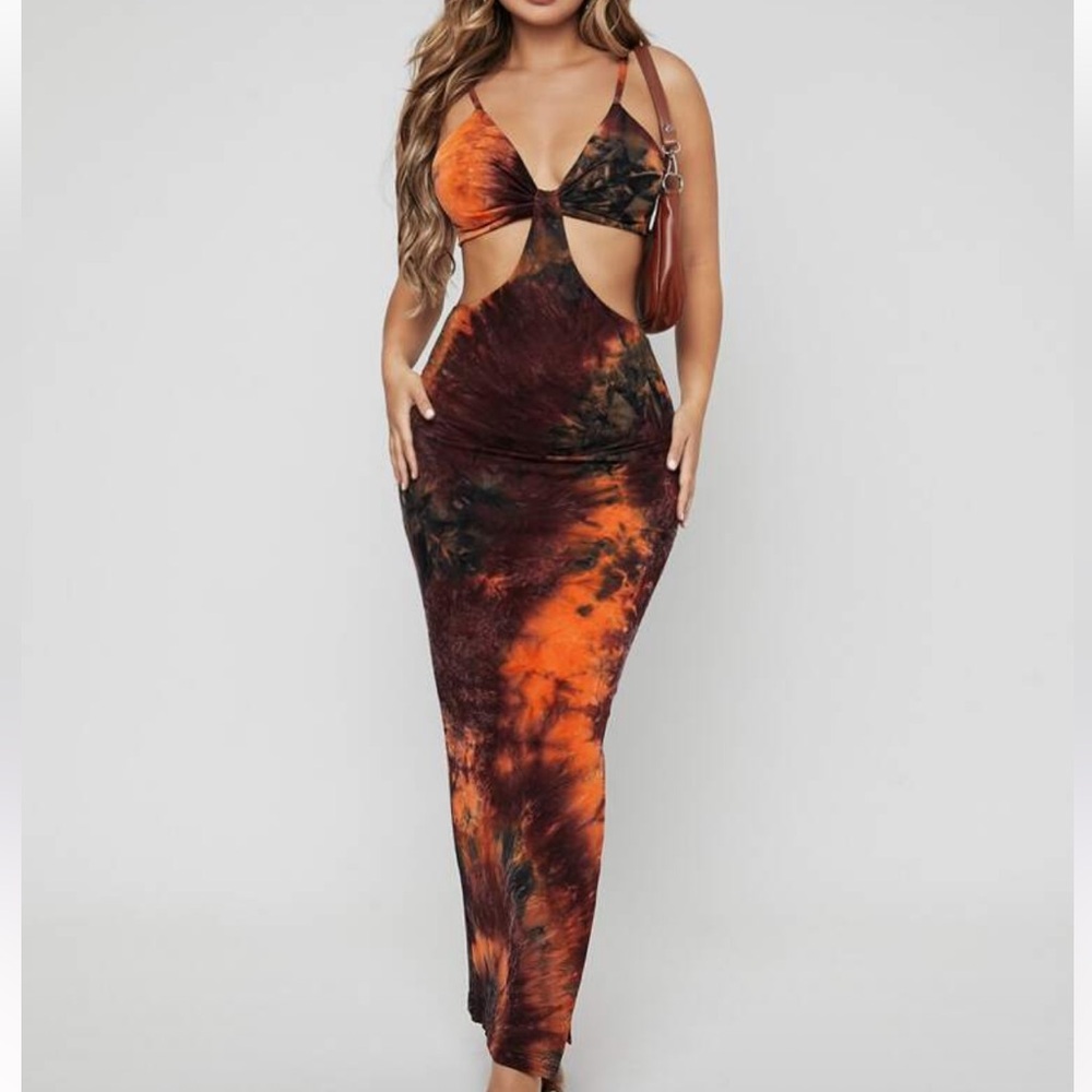 Tie-Dye Cutout Maxi Dress